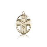 Crucifix Pendant, 14 Karat Gold - 14 KT Yellow Gold