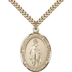 St. Bartholomew the Apostle Medal, Gold Filled, Large - 24&quot; 2.4mm Gold Plated Chain + Clasp