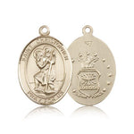St. Christopher Air Force Medal, 14 Karat Gold, Large - 14 KT Yellow Gold