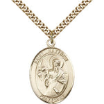 St. Matthew the Apostle Medal, Gold Filled, Large - 24&quot; 2.4mm Gold Plated Chain + Clasp