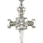 Cross Pendant, Sterling Silver - 24&quot; 2.4mm Rhodium Plate Endless Chain