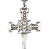 Cross Pendant, Sterling Silver - 24&quot; 2.4mm Rhodium Plate Endless Chain