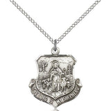 Lord Is My Shepherd Medal, Sterling Silver - 18&quot; 1.2mm Sterling Silver Chain + Clasp