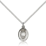 Baptism Medal, Sterling Silver - 18&quot; 1.2mm Sterling Silver Chain + Clasp