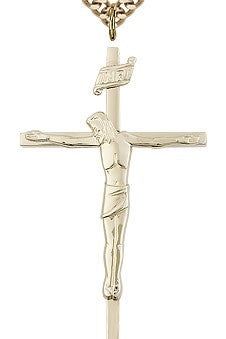 Crucifix Pendant, Gold Filled - 24&quot; 2.4mm Gold Plated Endless Chain