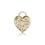 Guardian Angel Heart Medal, 14 Karat Gold - 14 KT Yellow Gold