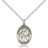 St. Gabriel Possenti Medal, Sterling Silver, Medium - 18&quot; 1.2mm Sterling Silver Chain + Clasp