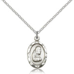 St. Pio of Pietrelcina Medal, Sterling Silver - 18&quot; 1.2mm Sterling Silver Chain + Clasp