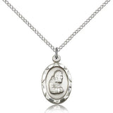 St. Pio of Pietrelcina Medal, Sterling Silver - 18&quot; 1.2mm Sterling Silver Chain + Clasp