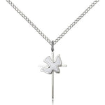 Holy Sprit Cross Pendant, Sterling Silver - 18&quot; 1.2mm Sterling Silver Chain + Clasp