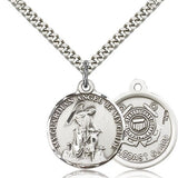 Coast Guard Guardain Angel Medal, Sterling Silver - 24&quot; 2.4mm Rhodium Plate Endless Chain