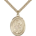 St. John Chrysostom Medal, Gold Filled, Large - 24&quot; 2.4mm Gold Plated Chain + Clasp