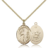 St. Brendan the Navigator/ Navy Medal, Gold Filled, Medium - Gold-tone