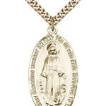 Miraculous Medal, Gold Filled - 24&quot; 2.4mm Gold Plated Endless Chain