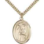 St. Regina Medal, Gold Filled, Large - 24&quot; 2.4mm Gold Plated Chain + Clasp