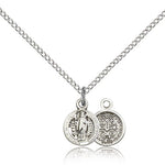 St. Benedict Medal, Sterling Silver - 18&quot; 1.2mm Sterling Silver Chain + Clasp