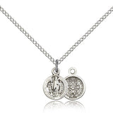 St. Benedict Medal, Sterling Silver - 18&quot; 1.2mm Sterling Silver Chain + Clasp