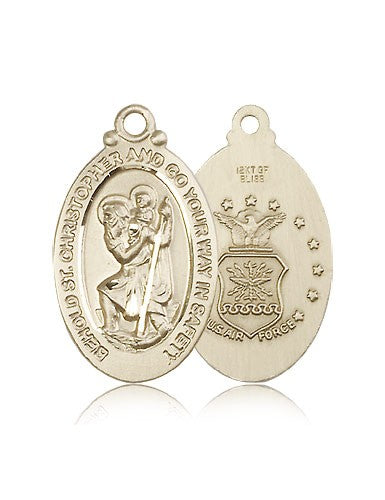 St. Christopher Air Force Medal, 14 Karat Gold - 14 KT Yellow Gold