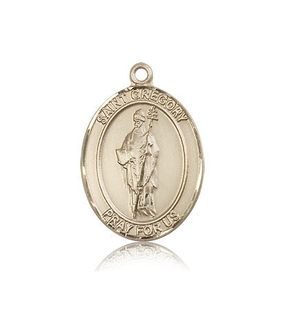 St. Gregory the Great Medal, 14 Karat Gold, Large - 14 KT Yellow Gold