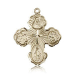 5 Way Cross Pendant, 14 Karat Gold - 14 KT Yellow Gold