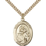 St. Joan of Arc Medal, Gold Filled, Large - 24&quot; 2.4mm Gold Plated Chain + Clasp