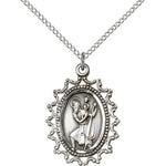 St. Christopher Medal, Sterling Silver - 18&quot; 1.2mm Sterling Silver Chain + Clasp