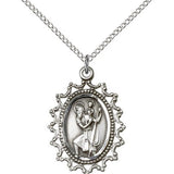 St. Christopher Medal, Sterling Silver - 18&quot; 1.2mm Sterling Silver Chain + Clasp