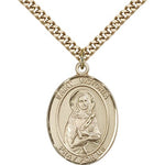 St. Victoria Medal, Gold Filled, Large - 24&quot; 2.4mm Gold Plated Chain + Clasp