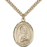 St. Victoria Medal, Gold Filled, Large - 24&quot; 2.4mm Gold Plated Chain + Clasp