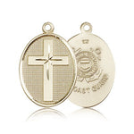 Coast Guard Cross Pendant, 14 Karat Gold - 14 KT Yellow Gold