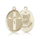 Coast Guard Cross Pendant, 14 Karat Gold - 14 KT Yellow Gold