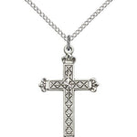 Cross Pendant, Sterling Silver - 18&quot; 1.2mm Sterling Silver Chain + Clasp