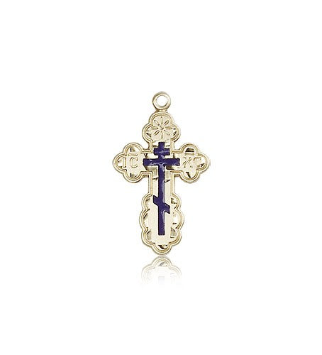 St. Olga Cross Pendant, 14 Karat Gold - 14 KT Yellow Gold
