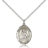 Our Lady of Olives Medal, Sterling Silver, Medium - 18&quot; 1.2mm Sterling Silver Chain + Clasp