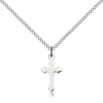 Cross Pendant, Sterling Silver - 18&quot; 1.2mm Sterling Silver Chain + Clasp