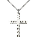 Cross Pendant, Sterling Silver - 18&quot; 1.2mm Sterling Silver Chain + Clasp