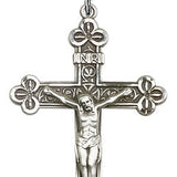 Crucifix Pendant, Sterling Silver - 24&quot; 2.4mm Rhodium Plate Endless Chain