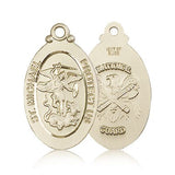 St. Michael National Guard Medal, 14 Karat Gold - 14 KT Yellow Gold