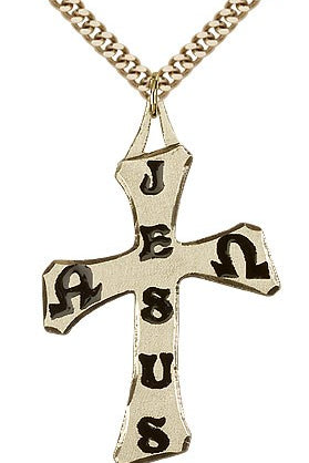 Cross Pendant, Gold Filled - 24&quot; 2.4mm Gold Plated Endless Chain