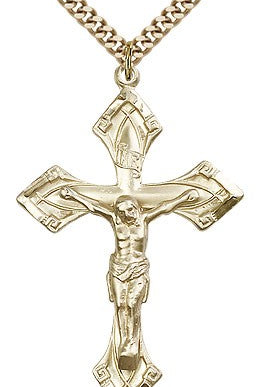 Crucifix Pendant, Gold Filled - 24&quot; 2.4mm Gold Plated Endless Chain