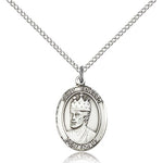 St. Edward the Confessor Medal, Sterling Silver, Medium - 18&quot; 1.2mm Sterling Silver Chain + Clasp