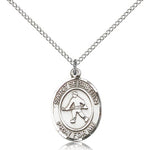 St. Sebastian Field Hockey Medal, Sterling Silver, Medium - 18&quot; 1.2mm Sterling Silver Chain + Clasp