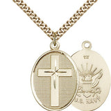 Navy Cross Pendant, Gold Filled - 24&quot; 2.4mm Gold Plated Endless Chain