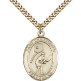 St. Christopher Tennis Medal, Gold Filled, Large - 24&quot; 2.4mm Gold Plated Chain + Clasp