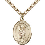 St. Ronan Medal, Gold Filled, Large - 24&quot; 2.4mm Gold Plated Chain + Clasp