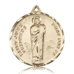 14 Karat Solid Gold Large Men's Saint Jude Medal - 14 KT Yellow Gold