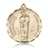 14 Karat Solid Gold Large Men's Saint Jude Medal - 14 KT Yellow Gold