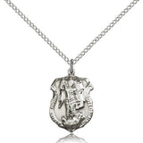 St. Michael the Archangel Medal, Sterling Silver - 18&quot; 1.2mm Sterling Silver Chain + Clasp