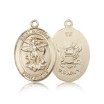 St. Michael Navy Medal, 14 Karat Gold, Large - 14 KT Yellow Gold