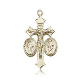 Jesus, Mary and Joseph Medal, 14 Karat Gold - 14 KT Yellow Gold